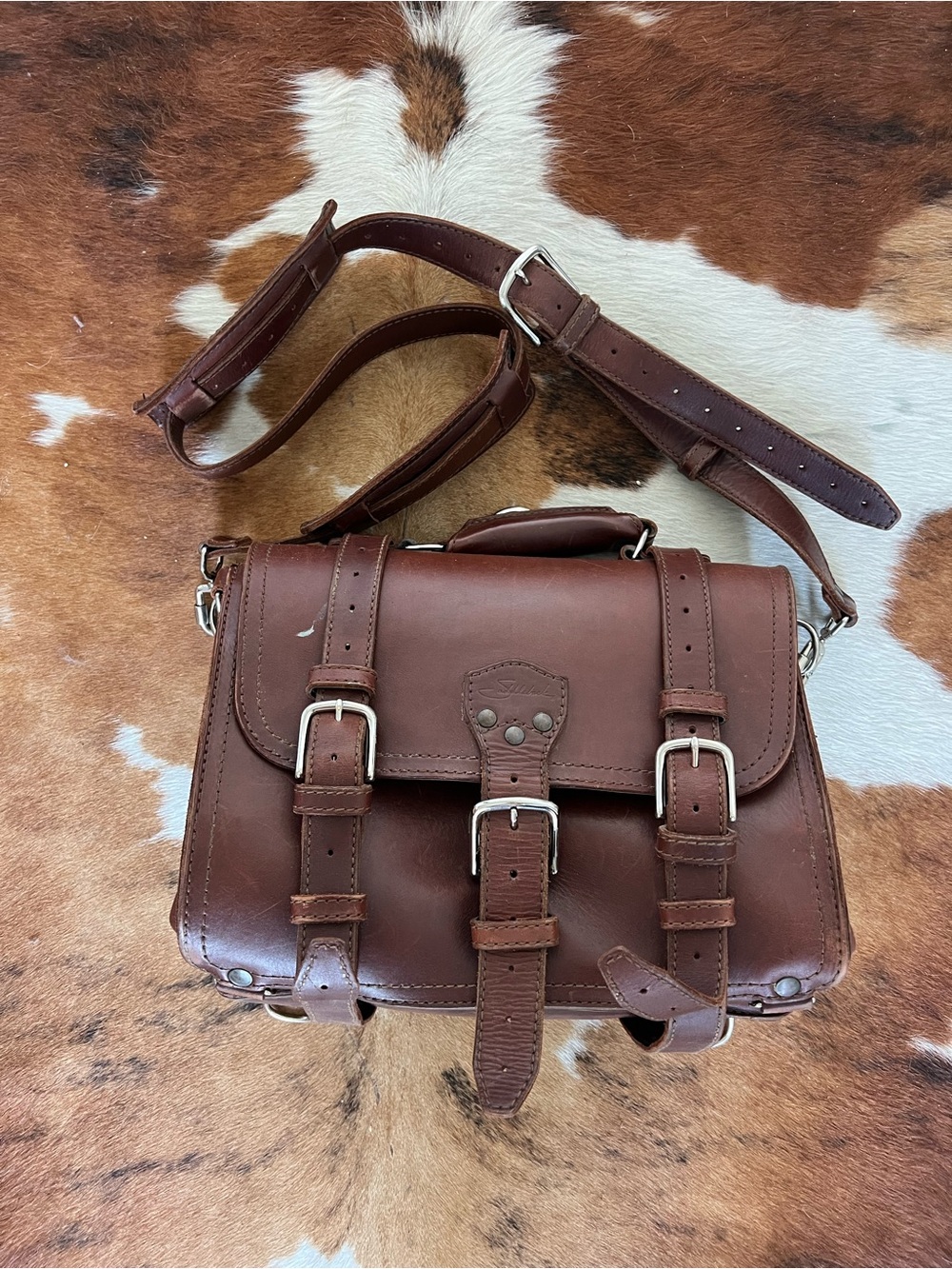 SADDLEBACK CHESTNUT MEDIUM CLASSIC LEATHER BRIEFCASE / CONVERTIBLE BACKPACK